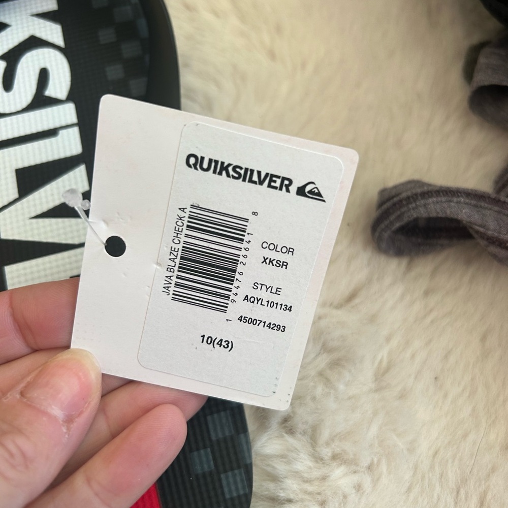 Quiksilver men’s Java Blaze Check Flip Flops size 10 NWT - Picture 2 of 3